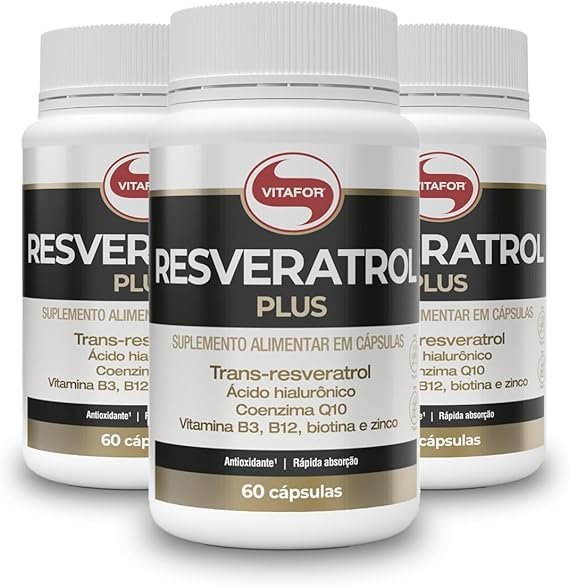 Kit 3 Resveratrol Plus Vitafor 60 Cápsulas: