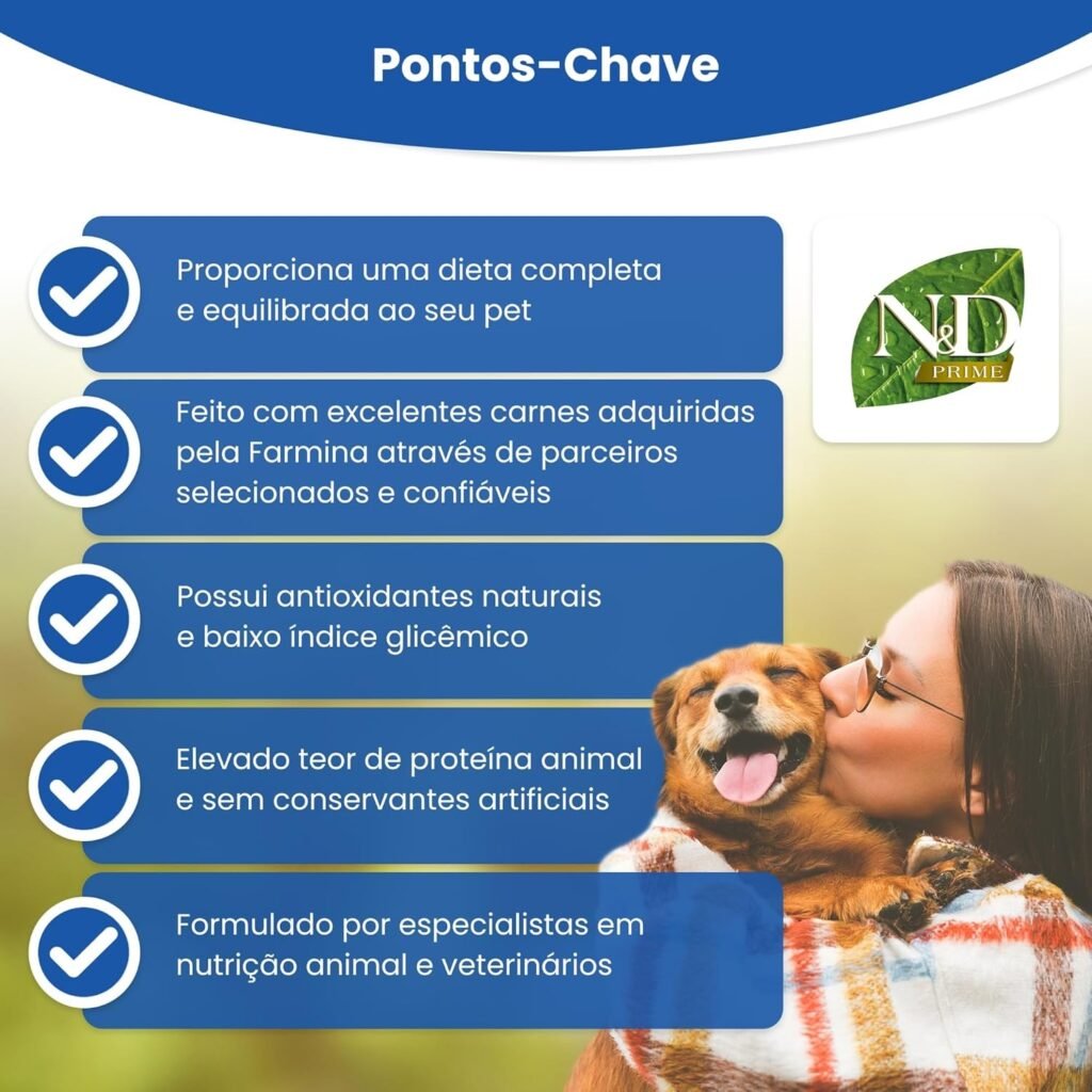 N&D Prime Ração Farmina Cordeiro e Blueberry Cães Adultos Raças Médias - 10,1kg